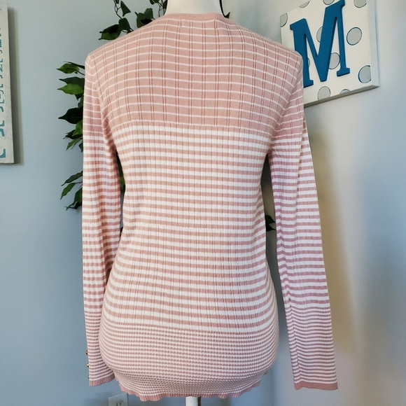 LIZ CLAIBORNE Striped Ribbed Lightweight Sweater Tunic M - Picture 3 of 9